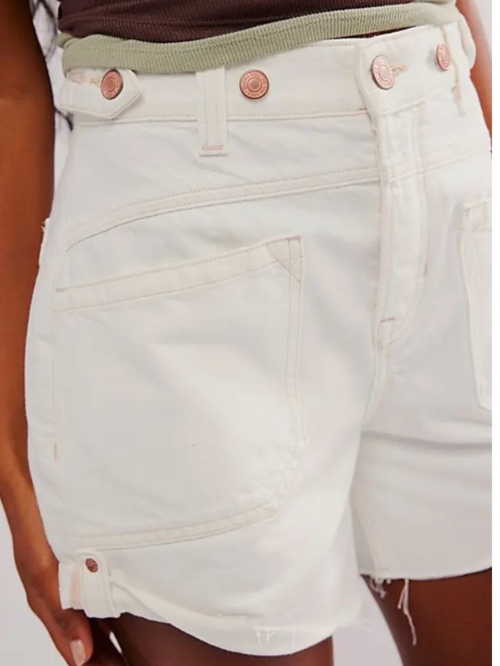 Free People We The Free Palmer Shorts Eggshell White Denim Mid Rise size 29 - Picture 2 of 12